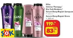 GLİSS INTENSE THERAPY/ BİO-TECH RESTORE/ SERUM DEEP REPAİR ŞAMPUAN 500 ML SERUM DEEP REPAİR KREM 360 ML
